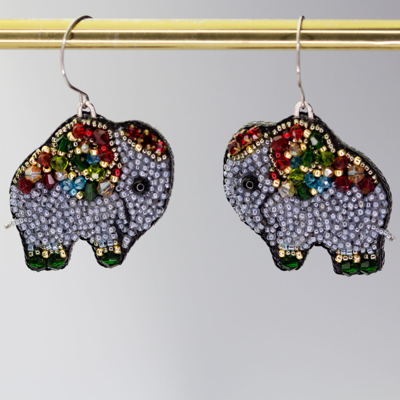 Beaded earrings Elephant