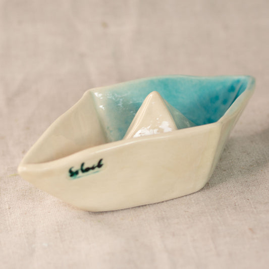 Ceramic decor Origami boat